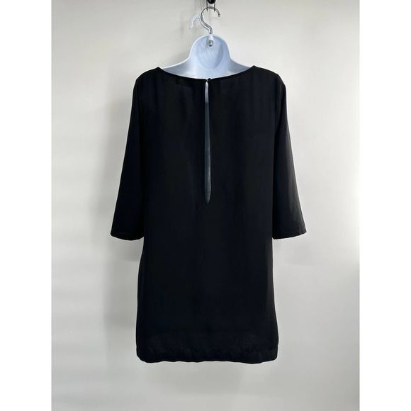 Tildon Black 3/4 Sleeves Keyhole Back Mini Shift Dress Small - Picture 8 of 8